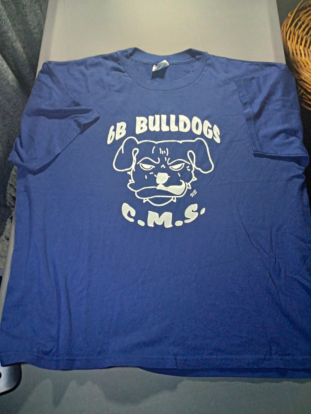 Hanes Heavyweight 50/50 Graphic T Shirt Men's Size XL Blue 6B Bulldogs C.M.S.